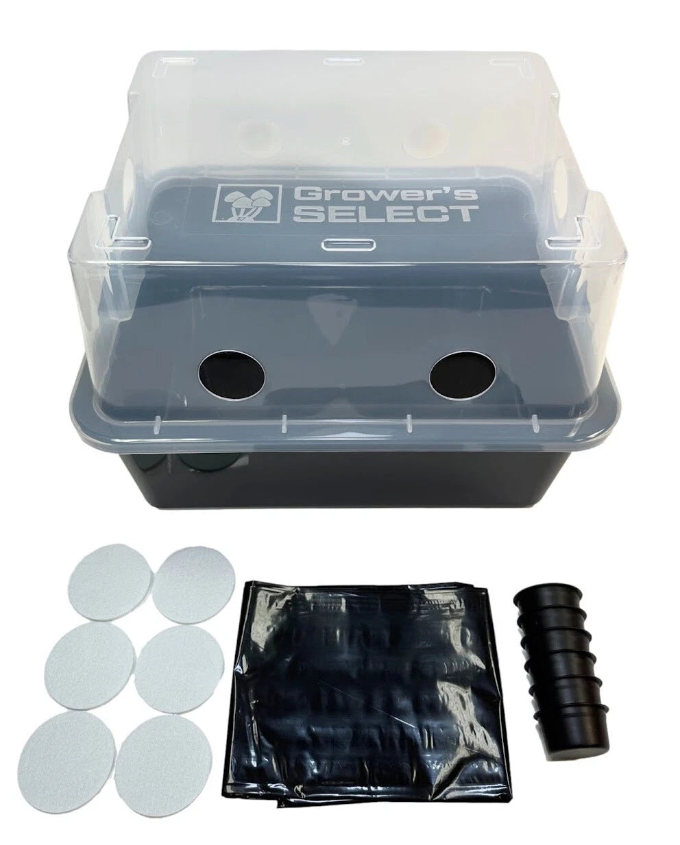 Grower's Select 48Q Mushroom Monotub Fruiting Chamber w/ Filter Disks and Liner