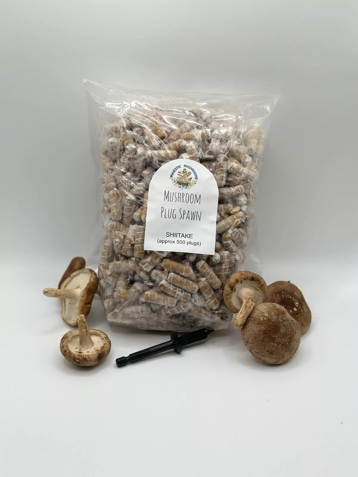Shiitake Mushroom Plug Spawn 500X  And Drill Bit Combo - FREE USA shipping