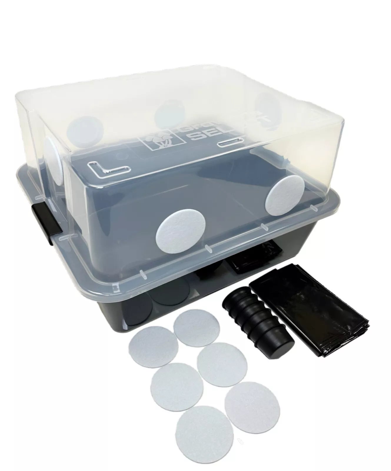 Grower's Select 48Q Mushroom Monotub Fruiting Chamber w/ Filter Disks and Liner
