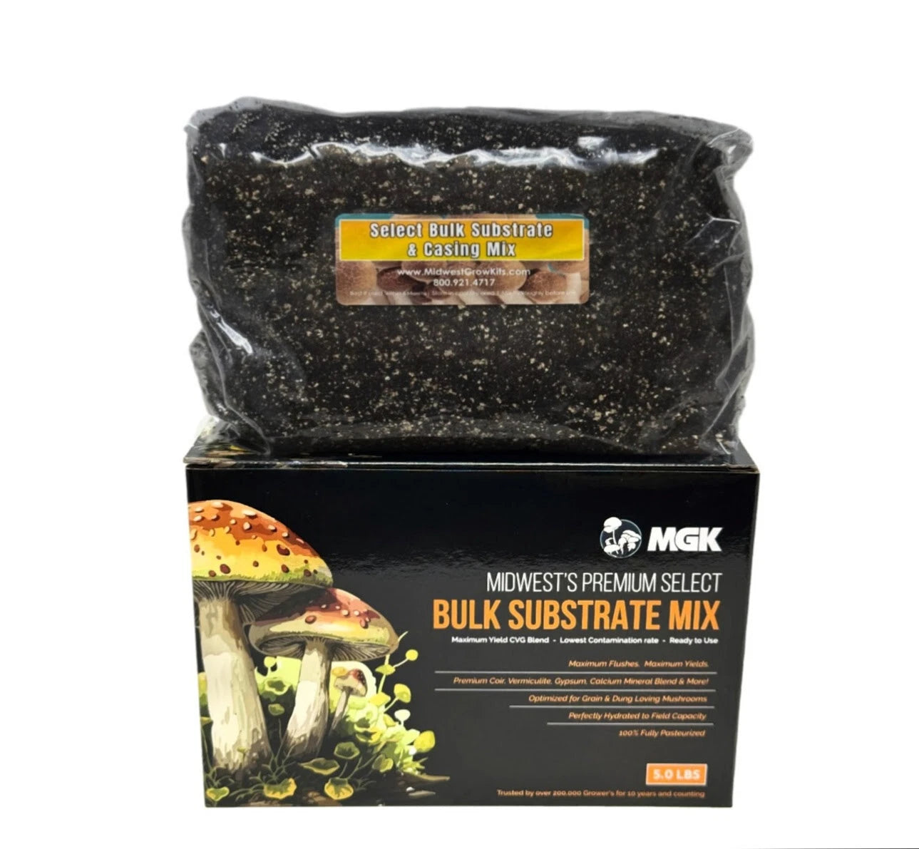 Premium Bulk Mushroom Substrate Mix | Fully Pastuerized | Maximum Yield 5 LBS