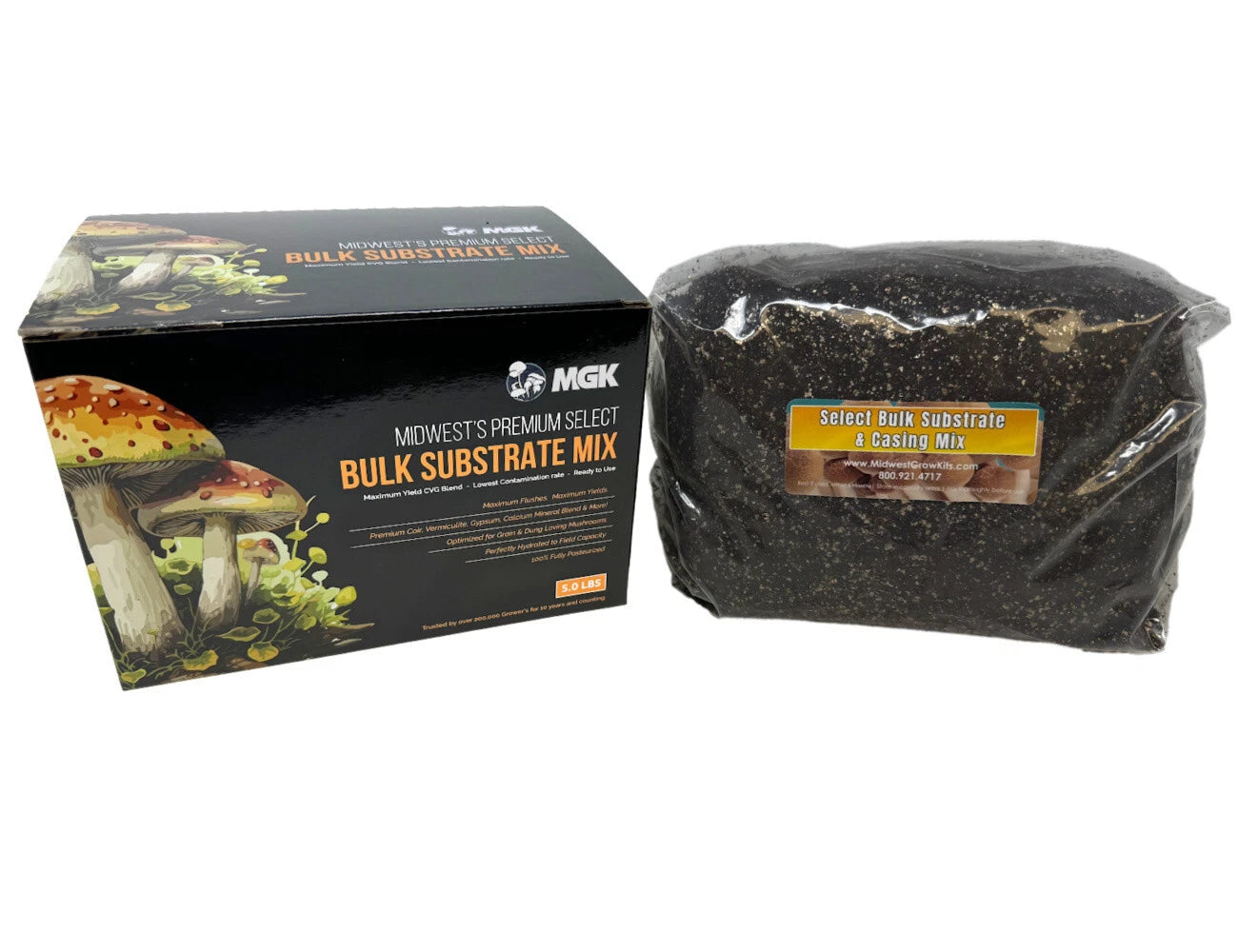 Premium Bulk Mushroom Substrate Mix | Fully Pastuerized | Maximum Yield 5 LBS
