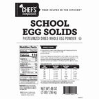 Dried Whole Egg Powder Bulk Bag | Pasteurized School Eggs Solids 3lb